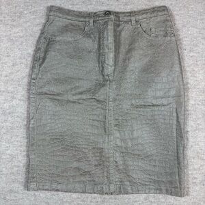 Alba Croc-Embossed Midi Pencil Skirt - Gray